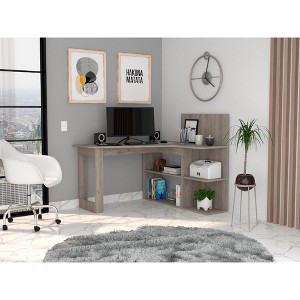 NicBex Home Office Desk L-Shaped Modern Writing Desk with 5 Open Storage Shelves and Wooden Frame for Office, Study, Living Room - 1 of 4
