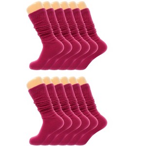 Women’s Slouch Scrunch Socks 12 Pairs Cotton Knee-High Shoe Size 5-10 - 1 of 4