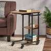 Amlin Modern Industrial Handcrafted Wooden Multi Purpose Adjustable Height C Shaped Side Table Natural/Black - Christopher Knight Home: - 2 of 4