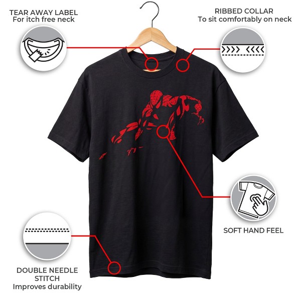 Marvel: Playera de manga corta para hombre Spider-Man Vintage Red Wraith Shadow Pose 3