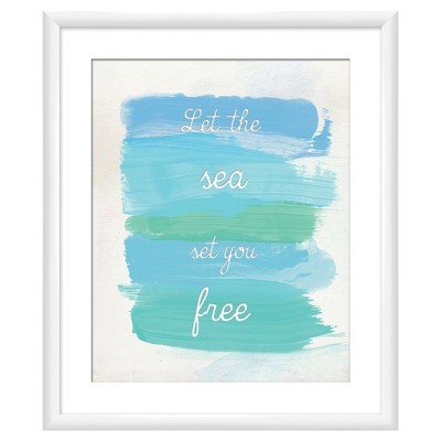 18" x 22" Matted to 2" Let The Sea Set You Free Picture Frame White - PTM Images