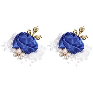 Unique Bargains Decorative Wedding Prom Party Artificial Rose Wrist Corsages 2.76" - 1 of 3