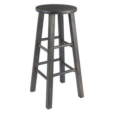 Oyster Gray Solid Wood Adjustable Backless Bar Stool Set