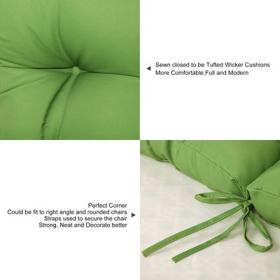 Kale Green High Back Wicker Tufted Outdoor Chair Cushion