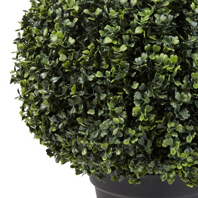 Green 21-Inch Boxwood Topiary Ball in Black Pot