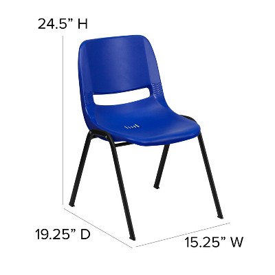 Hercules 440 lb Navy Ergonomic Shell Stack Chair with Black Metal Frame