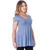 24seven Comfort Apparel Womens Short Sleeve Loose Fit Tunic Top with V Neck - 2 of 4