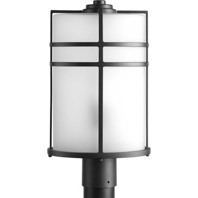 Black Aluminum 17" Outdoor Wall Lantern with Etched Glass Shade