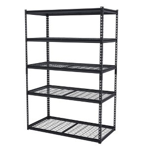 Heavy Duty Storage Shelves, 5 Tier Garage Storage Shelving Unit, Metal Utility Rack with Adjustable Shelves - 1 of 4