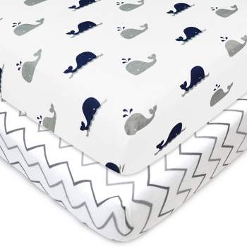 TL Care Printed 100% Cotton Knit Fitted Mini Crib Sheet - 2pk