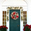 24 Inch Pre-Lit Christmas Wreaths for Front Door, Xmas Wreath with 3 Red Bow, Pine Wreath with 30 LED Lights, Light Up Christmas Wreath - 4 of 4