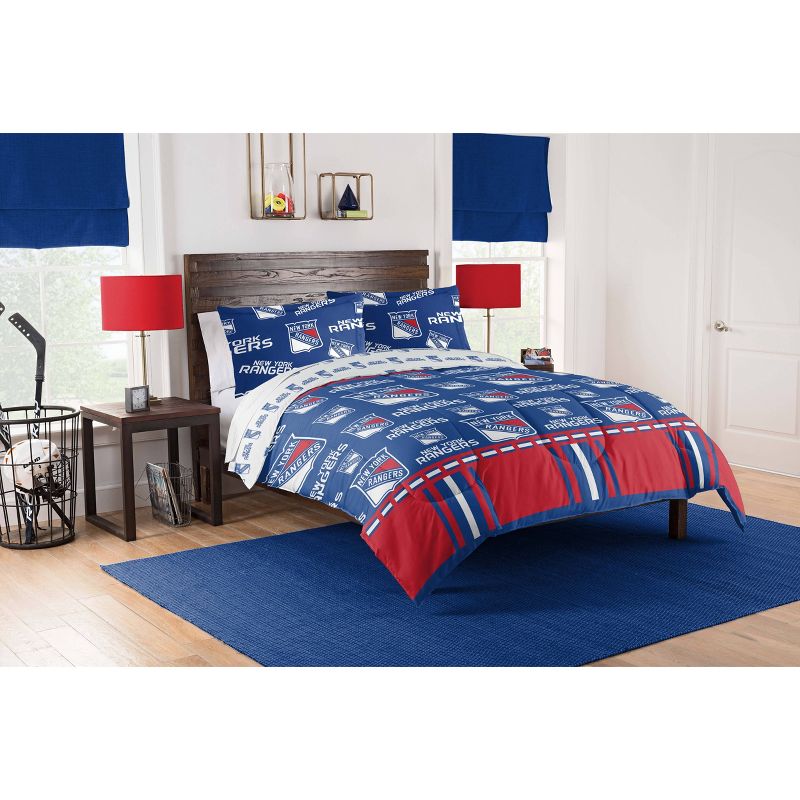 NHL New York Rangers Rotary Bed Set, 1 of 4