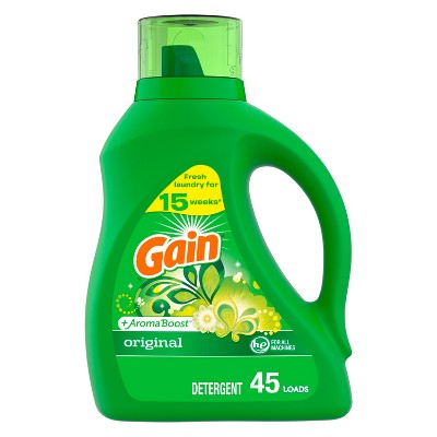Gain + Aroma Boost Liquid Laundry Detergent, Original Scent, 45 Loads, 65 fl oz, HE Compatible
