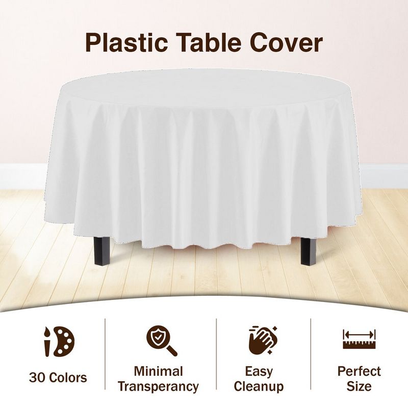 Crown Display Disposable Plastic Tablecloth 84 Inch Round- 6 Pack, 5 of 8