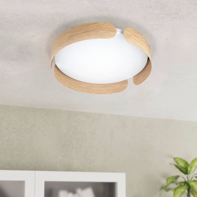 Valcasotto 13.75" Wood LED Flush Mount with White Acrylic Shade