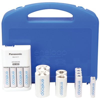 Panasonic® 4-Position Charger with 2 AAA & 8 AA eneloop® Batteries & 2 C & 2 D Spacers in White