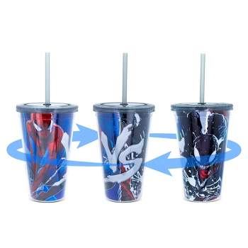 Silver Buffalo Marvel Spider-Man Vs. Venom Carnival Cup With Lid and Straw | Holds 20 Ounces
