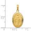 Black Bow Jewelry 14k Yellow Gold Solid Oval Miraculous Medal Pendant, 13 x 26mm - 2 of 4