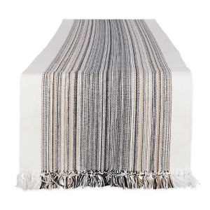 Design Imports Striped Fringe Ribbed Table Runner 14X72 - 1 of 4