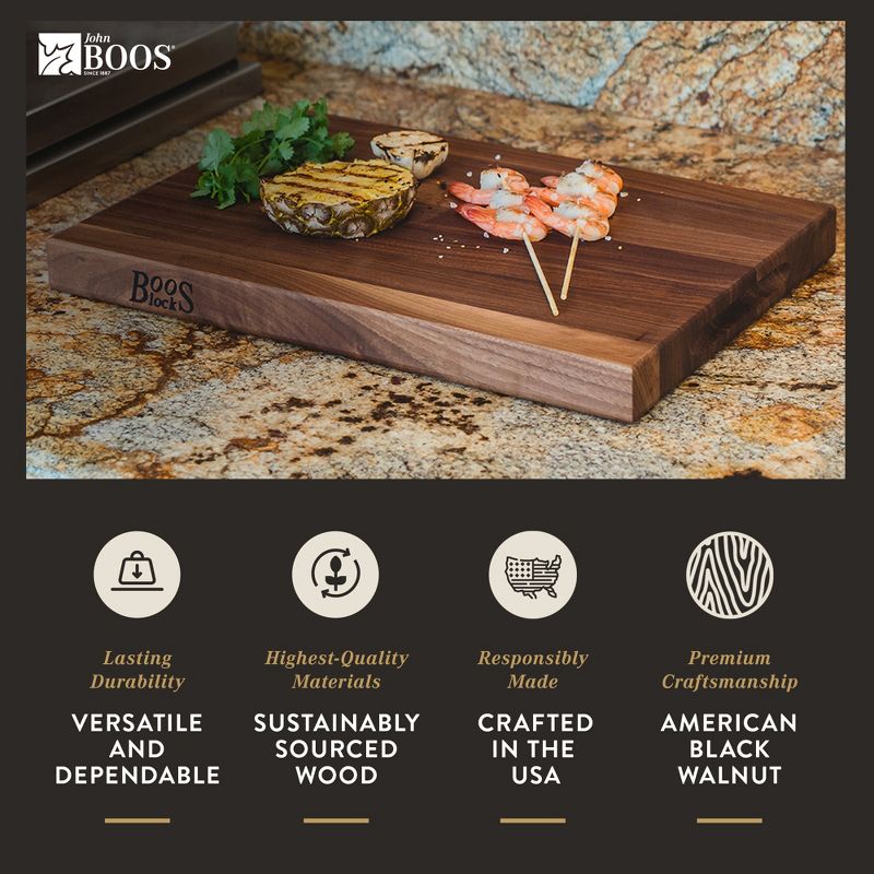 John Boos Wide 1.5 Inch Thick Reversible Cutting Board Block with Two Sided Hand Grips , 18 x 12 x 1.5 Inches, 4 of 8