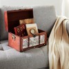 Juvale Set of 3 Small Wooden Storage Trunks and Chests, Living Room Décor Suitcases with Antique Map Print for Jewelry, 3 Sizes - 4 of 4