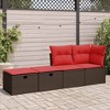 vidaXL Patio Sofa Set with Cushions Modular Stools 2 Piece Poly Rattan Acacia - Brown - 3 of 4