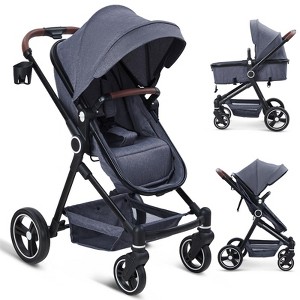 GustoWave 2 in 1 Baby Stroller for Toddler 0-3, Bassinet Stroller for Toddler and Newborn with Large Storage Basket, Shock Absorbing, Removable Seat - 1 of 4