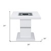 HomeRoots 24" White and Silver Glass and Wood Faux Crystal Bling Square Pedestal End Table - 3 of 4