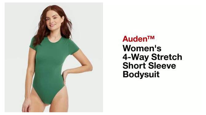 Women's 4-Way Stretch Short Sleeve Bodysuit - Auden™ Green, 2 of 7, play video