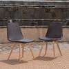 Garden Rattan Dining Chairs Set Of 2,Woven Polyethylene Rattan Armless Chair,Outdoor Chair With Tapered Legs And Iron Frame-Coolbibila - 2 of 4