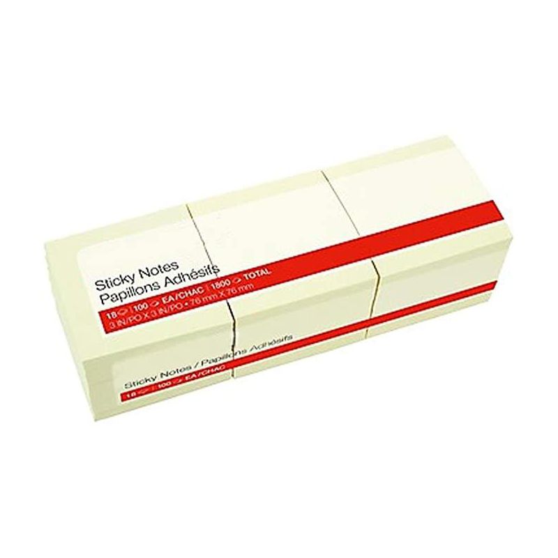 MyOfficeInnovations Stickies Recycled Notes Blank 3" x 3" Yellow 18 Pads/PK (S-33YR18) 860852, 1 of 3