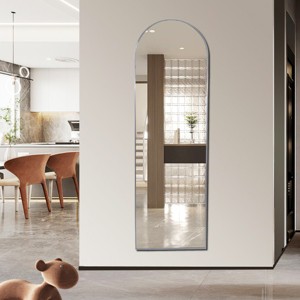 Serio 65" Height x 22" Width Oversize Arch-Crowned Top Full Length Floor Mirror with Stand,Large Arched Wall Mirror-The Pop Home - 1 of 4