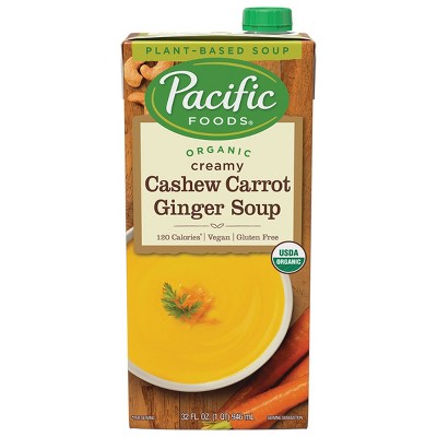 Pacific Foods Organic Gluten Free Vegan Creamy Cashew Carrot Ginger Soup - 32oz