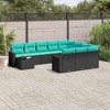 vidaXL 11 Piece Garden Sofa Set with Cushions Black and Blue Poly Rattan - 2 of 4