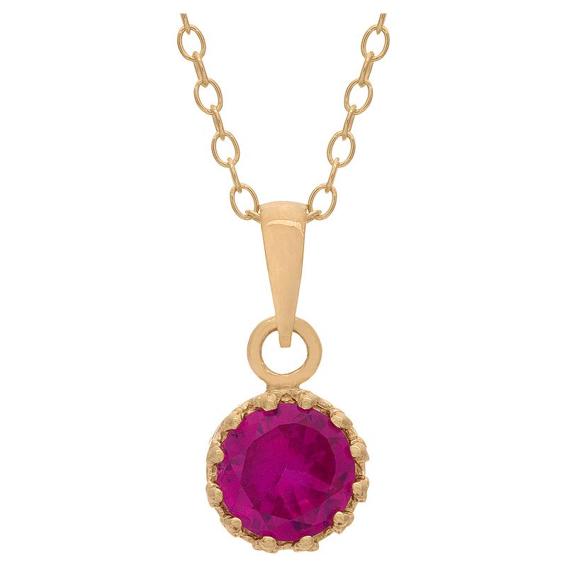 Tiara Gold Over Silver Round-cut Birthstone Crown Pendant, 1 of 2