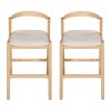Indoor Rubberwood Bar Stools Set of 2,Modern Armless Bar Stools with Cushion for Kitchen Island,Upholstered Dining Room Bar Stools-Coolbibila - 2 of 4