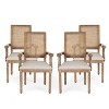 GDFStudio Zentner French Country Wood and Cane Upholstered Dining Chairs (Set of 4) - 2 of 4