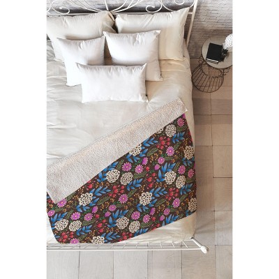 Pimlada Phuapradit Summer Nights Floral Sherpa Fleece Blanket - Deny Designs