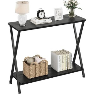 Jojoka Black 2-Tier Industrial Entryway Table with Shelves - 1 of 4
