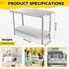 Stainless Steel Kitchen Cart, 48 x 24 x 35 inches Prep Table with Hooks and Adjustable Shelf - 2 of 4
