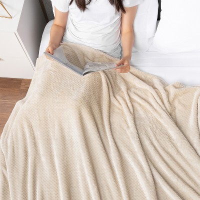 Cream Waffle Textured Fleece Throw Blanket - 50" x 60"