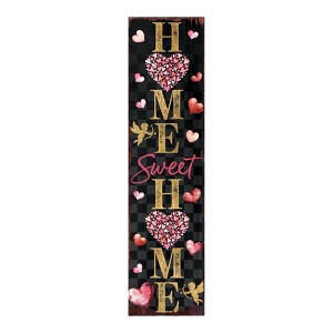 HomeRoots 36" Black Gold And Pink Solid Wood Home Sweet Valentine's Day Porch Sign - 1 of 4