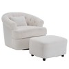 Swivel Chair with Ottoman, Modern Luxury Velvet Round Accent Chair, Comfortable Single Sofa Armchair with Lounge Seat for Bedroom - 2 of 4