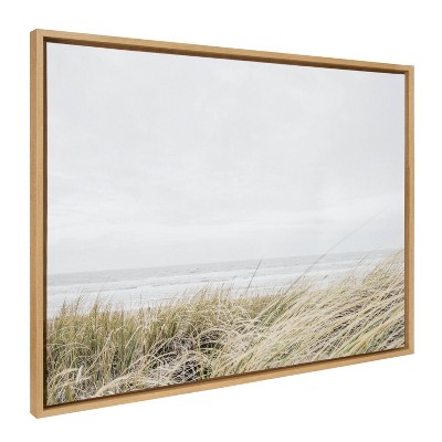 East Beach Coastal Landscape Canvas Print with Natural Frame