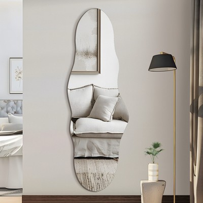 Wooakway 59"H/64"H/71"H Asymmetrical Accent Wall Mirror Novelty Full Length Mirror for Living Room Bedroom Entryway