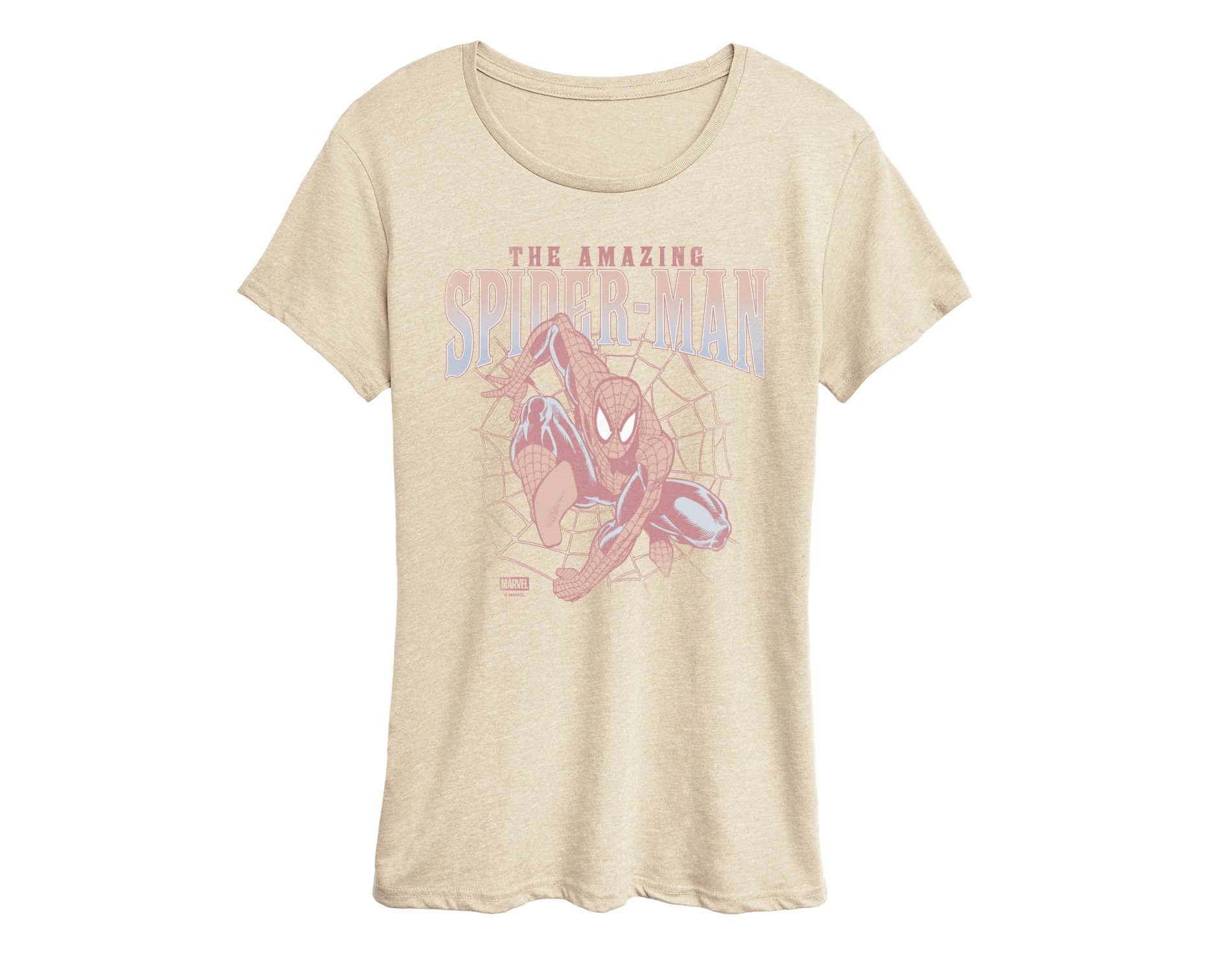Women's Marvel Amazing Spiderman Webs Short Sleeve Graphic T-Shirt - Birch - 2 X-Large
