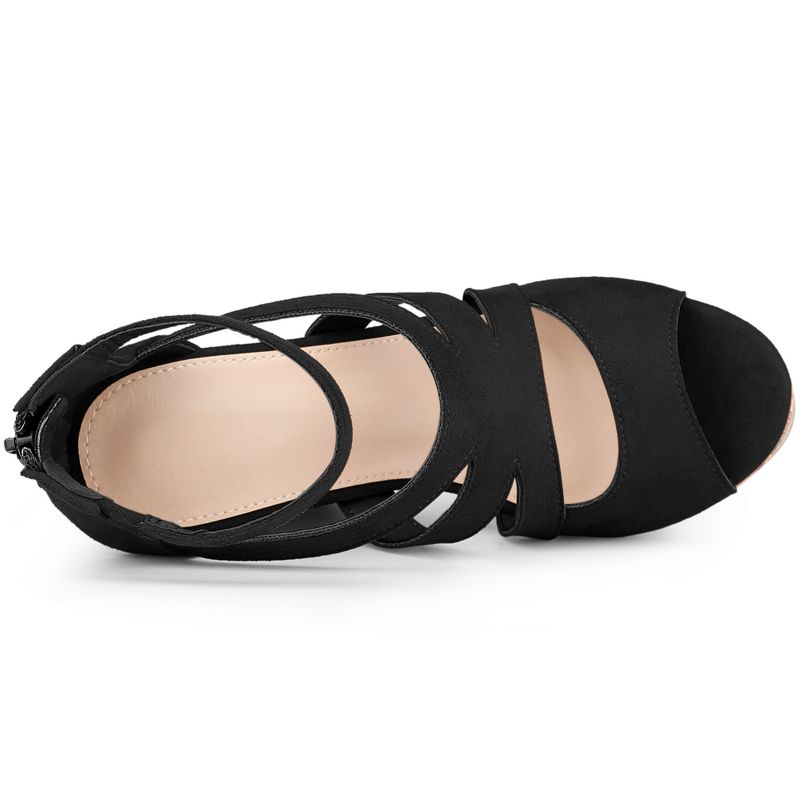 Allegra K Women's Platform Peep Toe Strappy Back Zip Wedge Heel Sandal, 4 of 7
