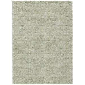 Artichoke Green And Ivory Geometric Washable Indoor Outdoor Area Rug - 1 of 4