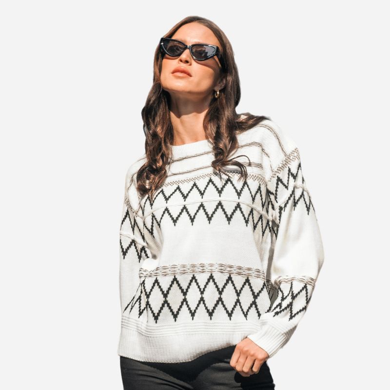 Women's Argyle Drop Sleeve Sweater - Cupshe, 1 of 7