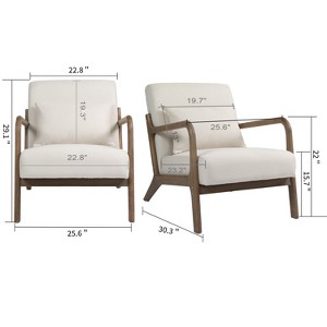 Gulches Mid Century Modern Upholstered Accent Chair - Wood Frame Reading Armchair with Waist Cushion, High-Density Sponge, 250lbs Capacity - 1 of 4